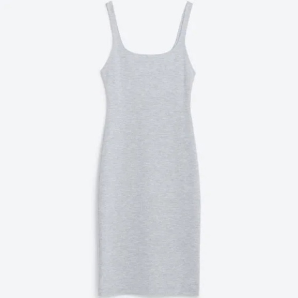 Zara Trafaluc Grey Bodycon Stretch Back Slit Knee Length Casual Dress size S